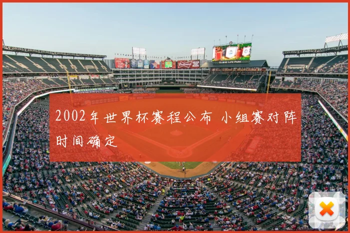 2002年世界杯赛程公布 小组赛对阵时间确定